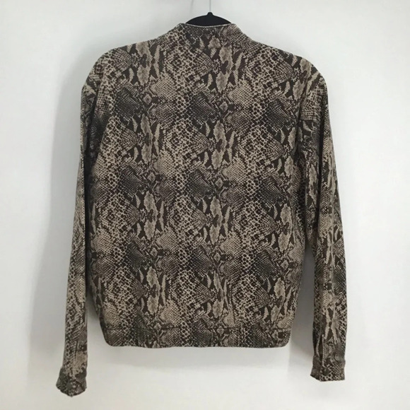 Love Fire Reptile Twill Bomber Jacket In Denim Fabric - Picture 2 of 8